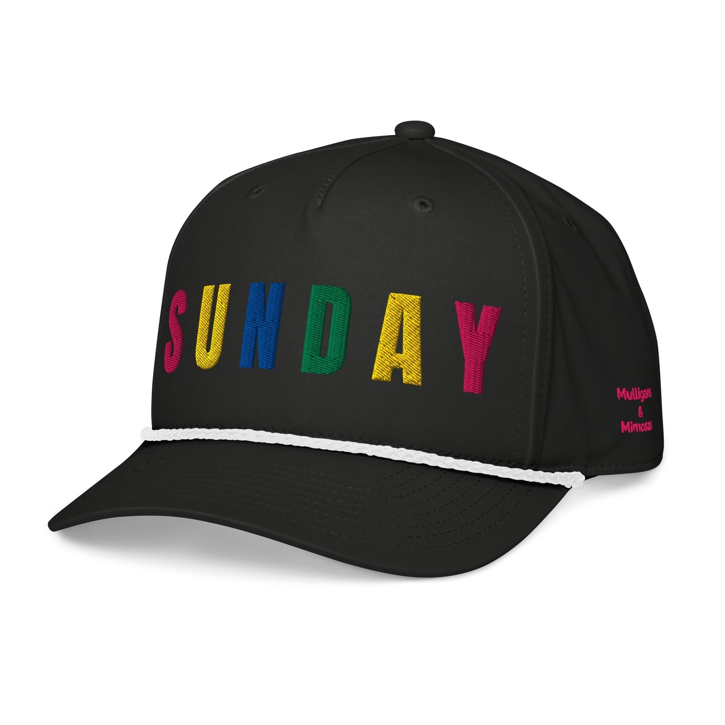 RETRO SUNDAY Embroidered Golf Hat for Women - Birdie Pop Collection - Black/White - Club Rehab