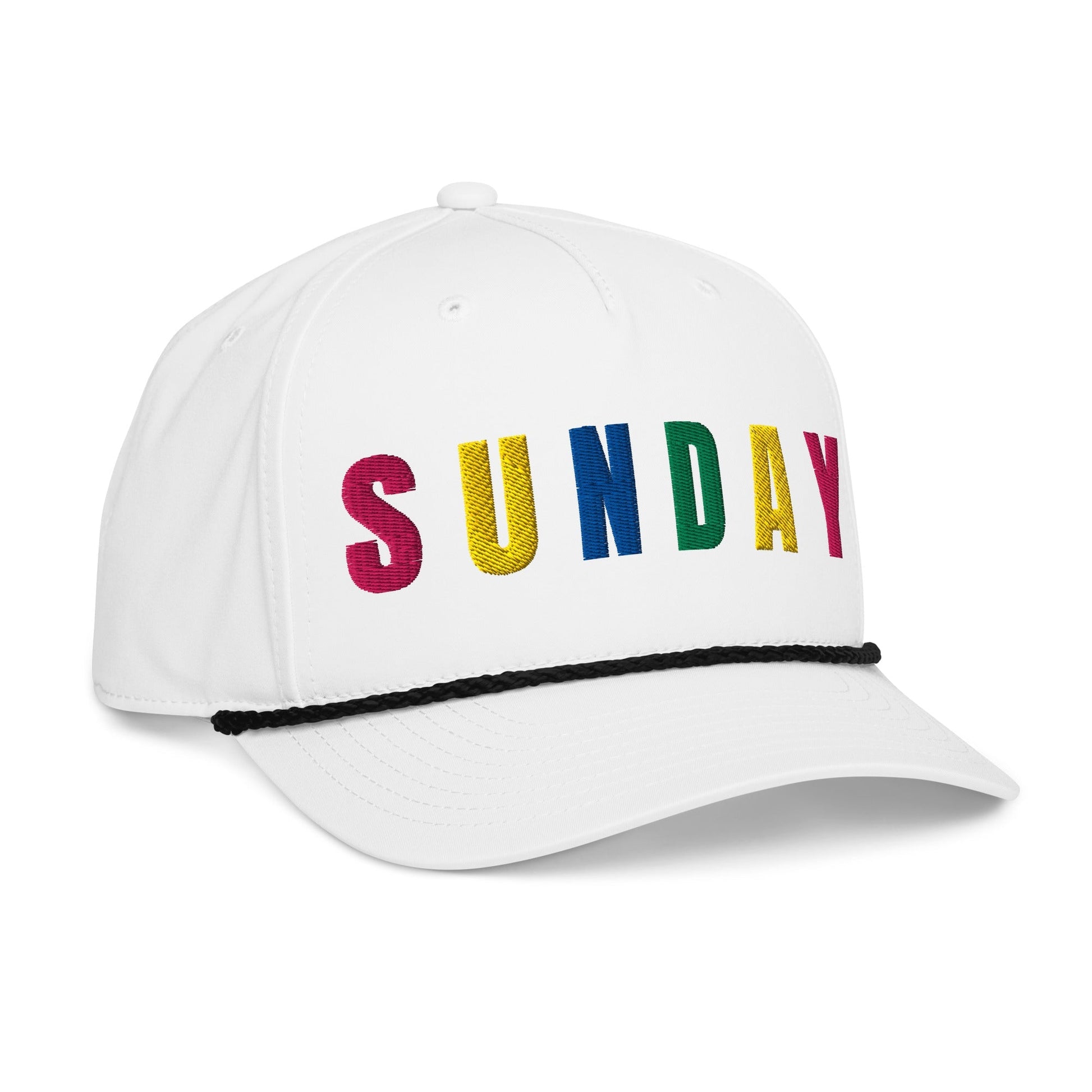 RETRO SUNDAY Embroidered Golf Hat for Women - Birdie Pop Collection - White/Black - Club Rehab