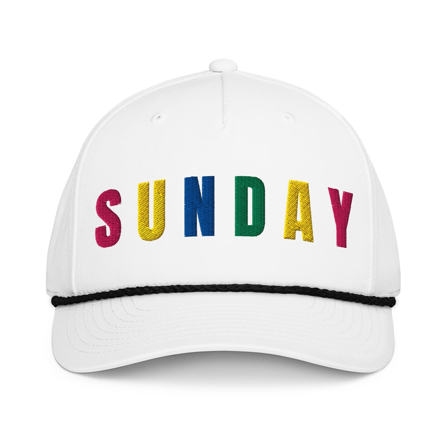 RETRO SUNDAY Embroidered Golf Hat for Women - Birdie Pop Collection - White/Black - Club Rehab