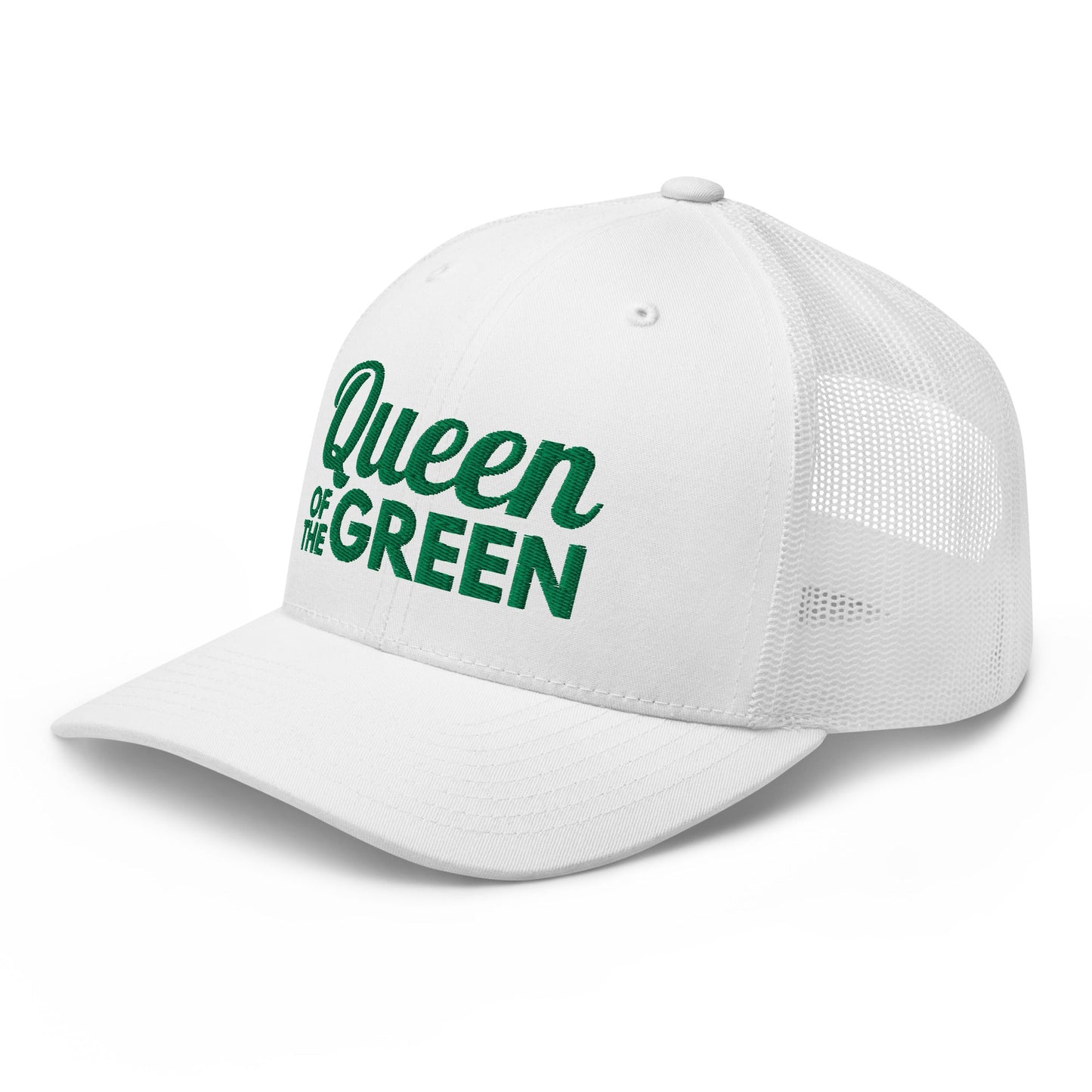 Queen of the Green Trucker Hat, Embroidered Golf Hat for Women