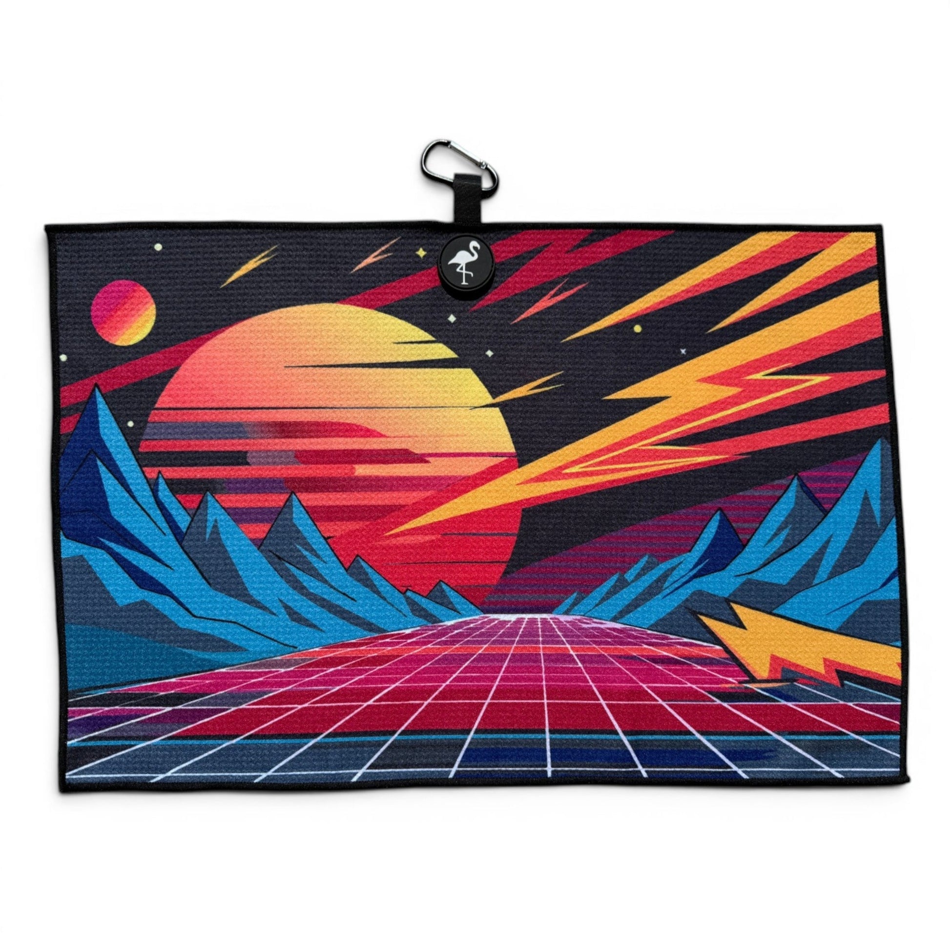 Retroscape Golf Towel | 24” x 16” Microfiber Towel | Magnetic Clip & Carabiner | Premium Golf Accessory | Sunset Mountain Drive - Club Rehab