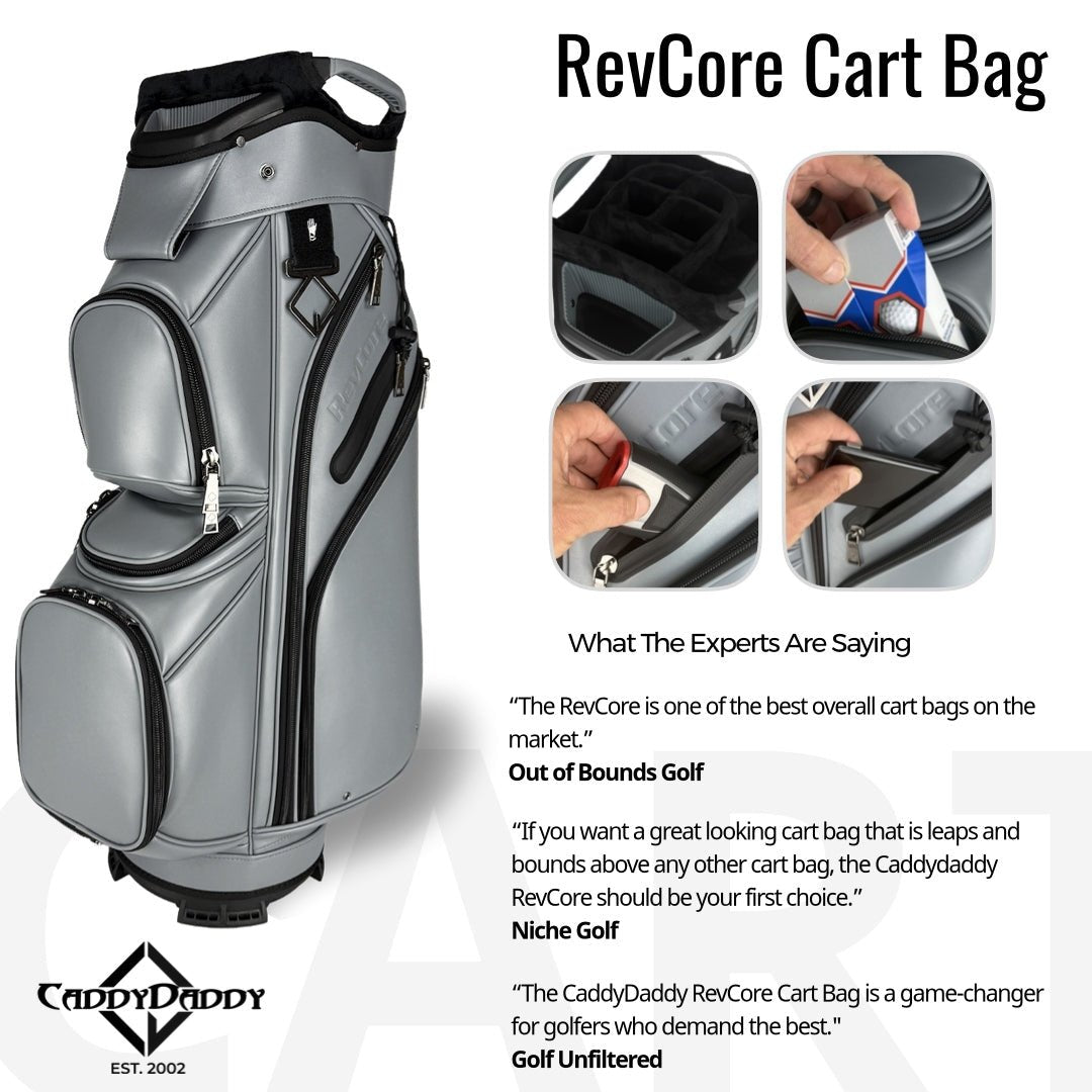 RevCore Lux Golf Cart Bag | 14 Way Velvet Lined Dividers - Deep Grey - Club Rehab