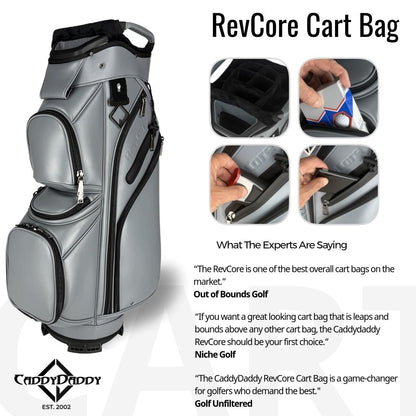 RevCore Lux Golf Cart Bag | 14 Way Velvet Lined Dividers - Deep Grey - Club Rehab