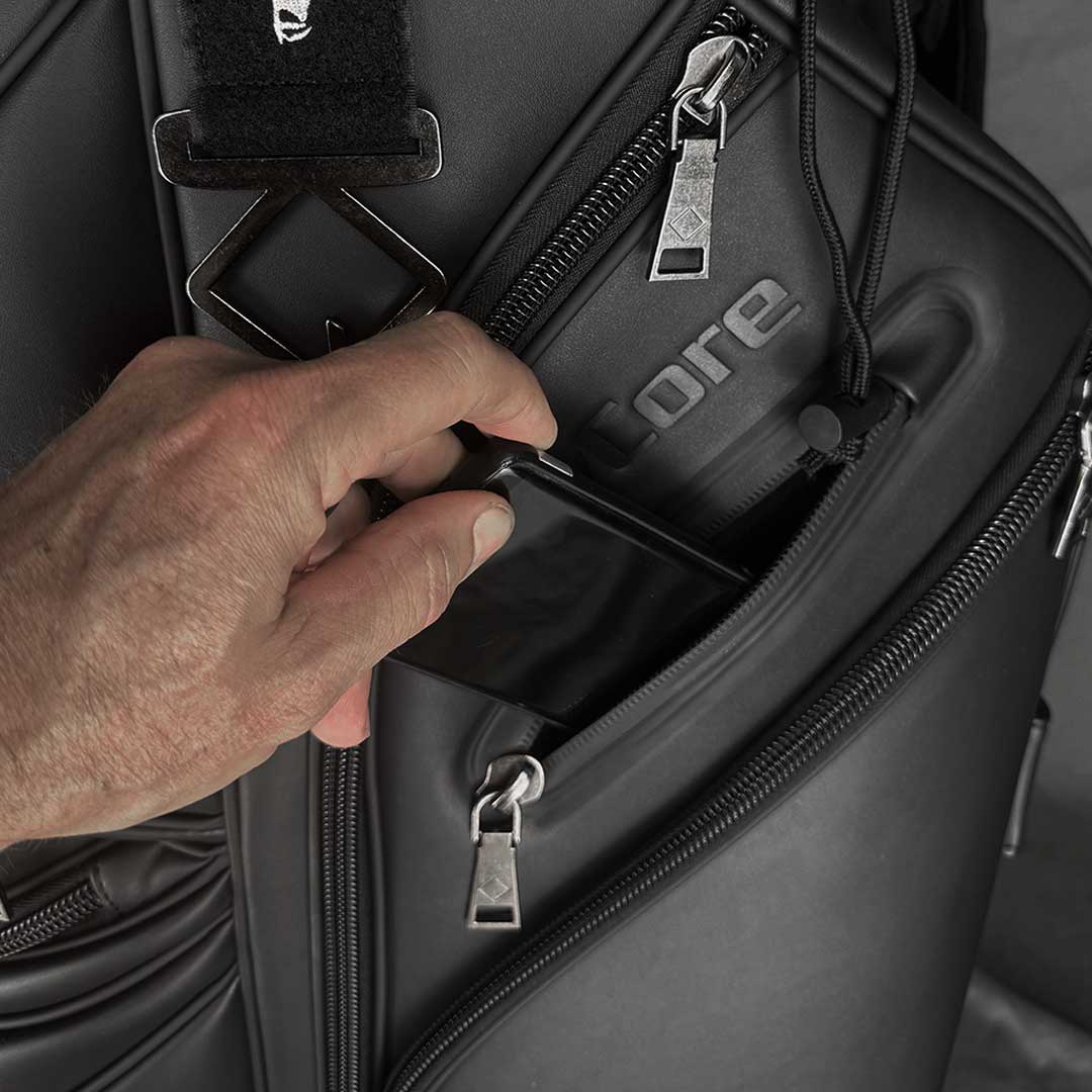 RevCore Lux Golf Cart Bag | 14 Way Velvet Lined Dividers - Matte Black - Club Rehab