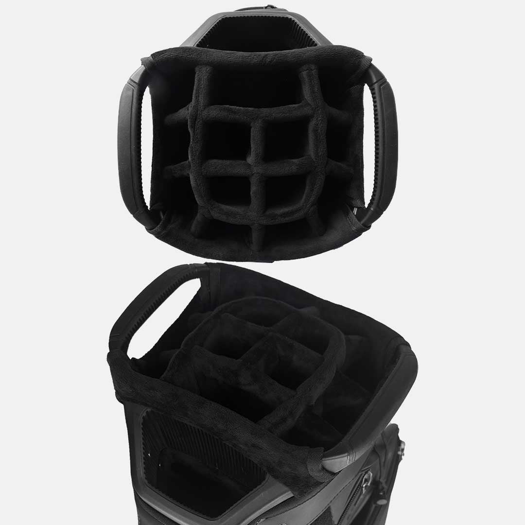 RevCore Lux Golf Cart Bag | 14 Way Velvet Lined Dividers - Matte Black - Club Rehab