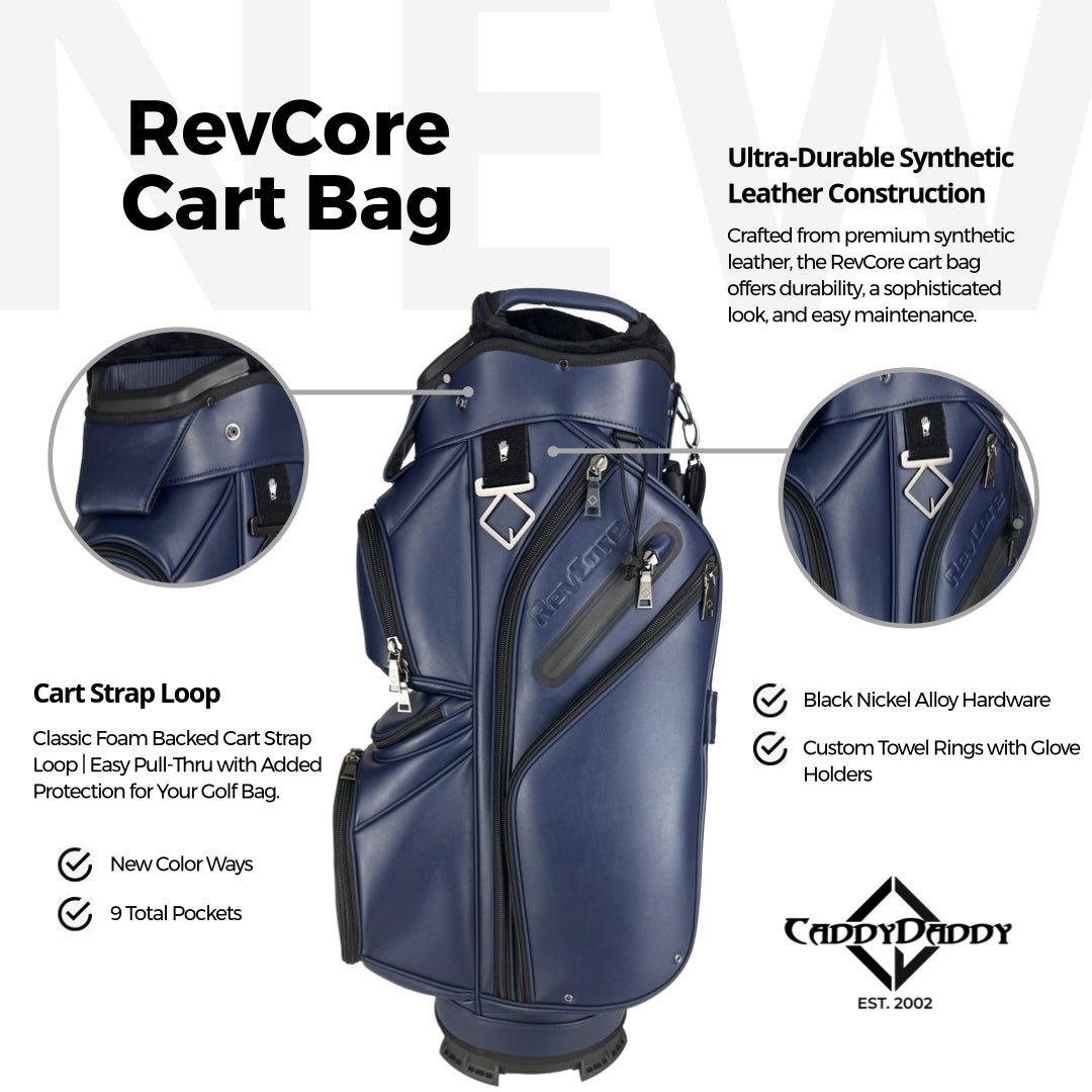 RevCore Lux Golf Cart Bag | 14 Way Velvet Lined Dividers - Dark Navy - Club Rehab