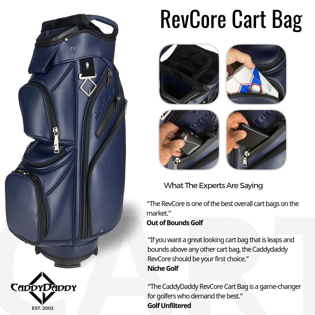 RevCore Lux Golf Cart Bag | 14 Way Velvet Lined Dividers - Dark Navy - Club Rehab