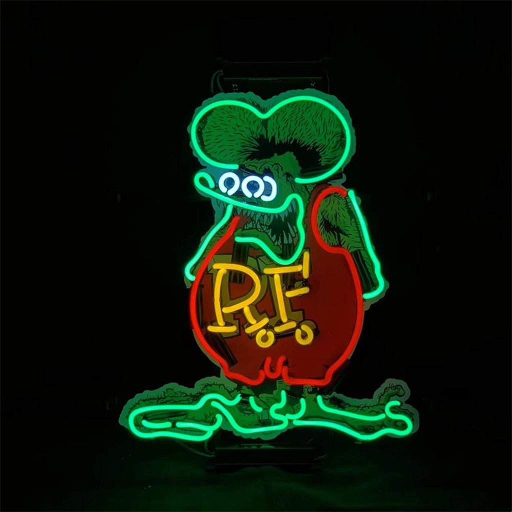 RF Rat Fink Mouse with Acrylic Logo Neon Signs Light - Club Rehab