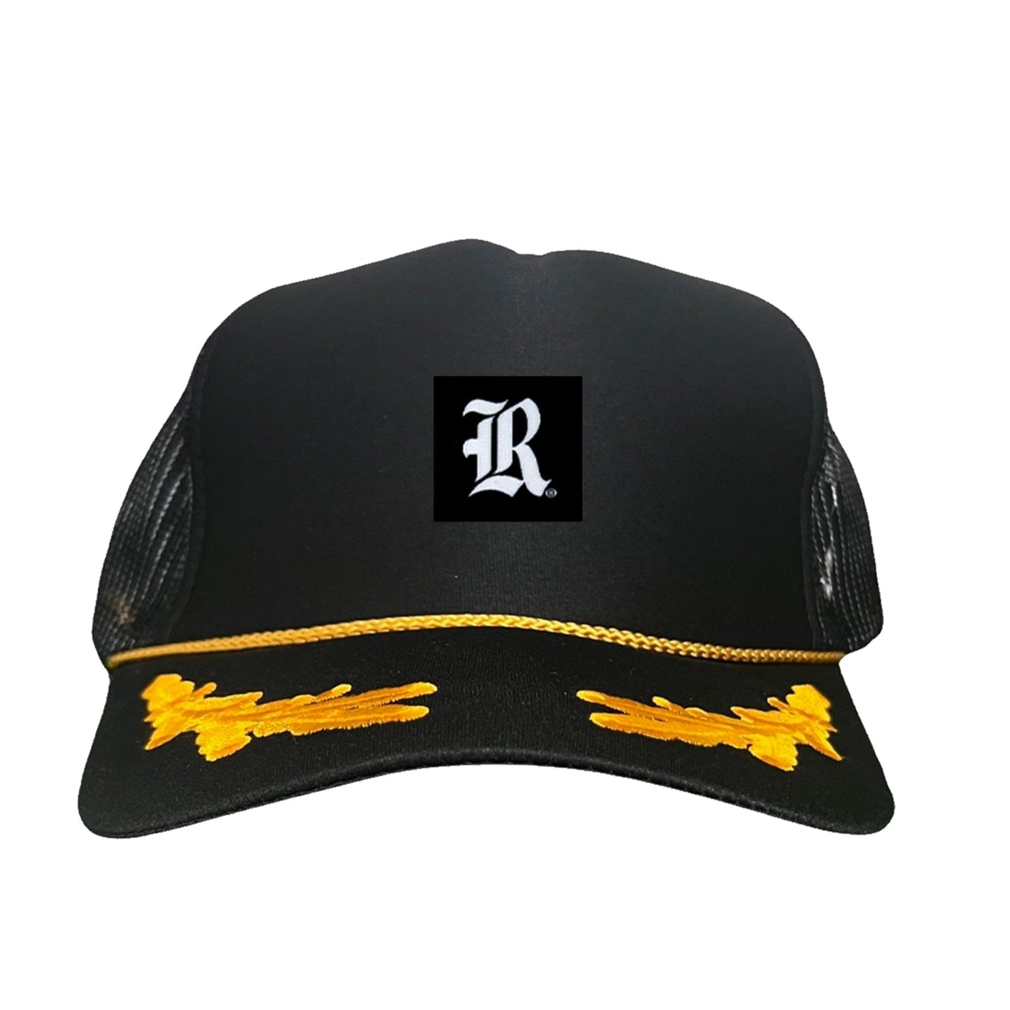 Rice Black Label LR Logo / 195 / Hat / RICE025 / MM - Black / Gold Foam Mesh Snapback - Club Rehab