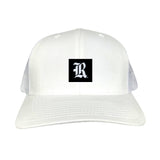 White Curved Mesh Snapback