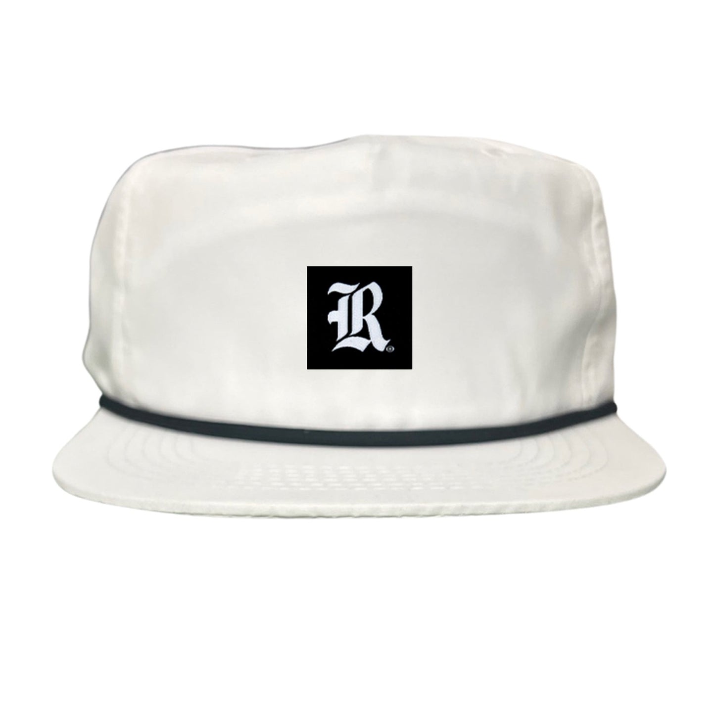Rice Black Label LR Logo / 195 / Hat / RICE025 / MM - Flat Bill White with Black Rope Canvas - Club Rehab
