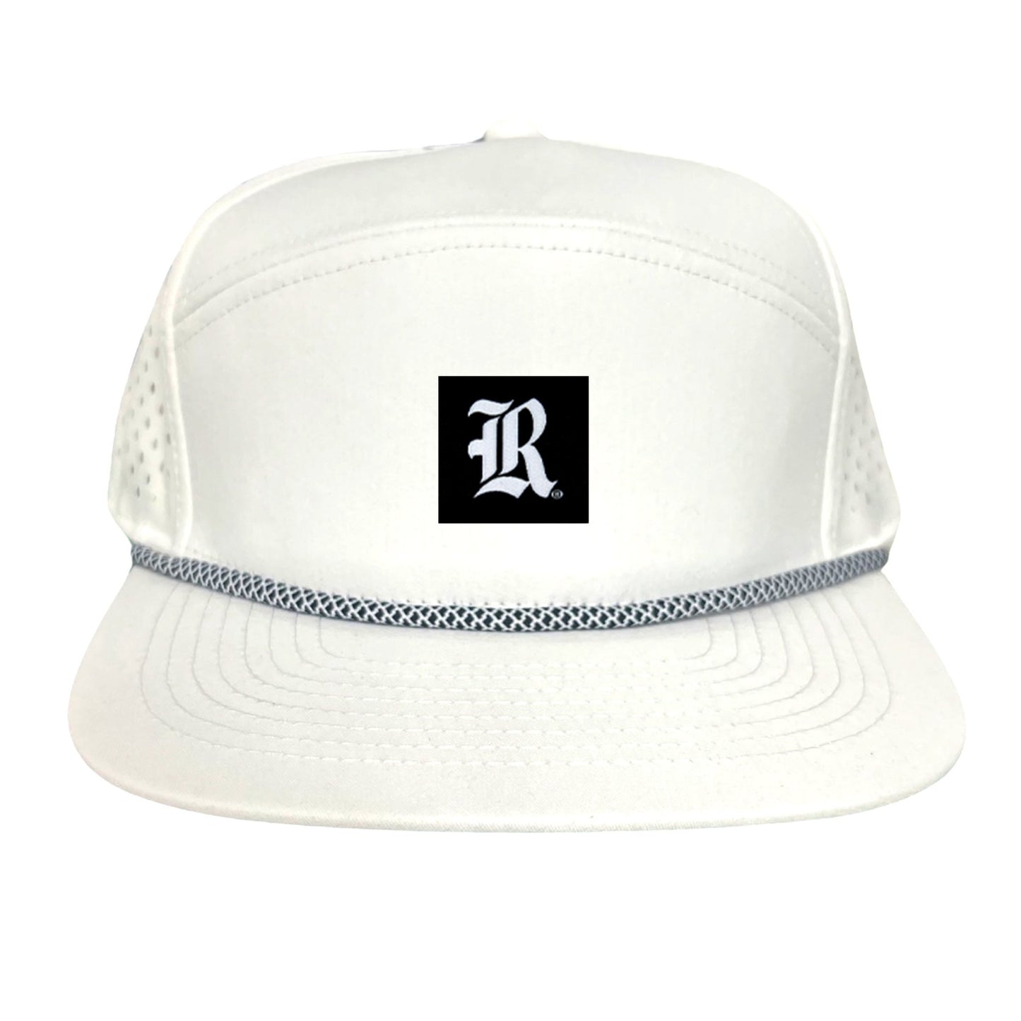Rice Black Label LR Logo / 195 / Hat / RICE025 / MM - Flat Bill White with Black and White Rope Canvas - Club Rehab