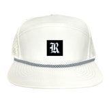 Flat Bill White with Black and White Rope Canvas