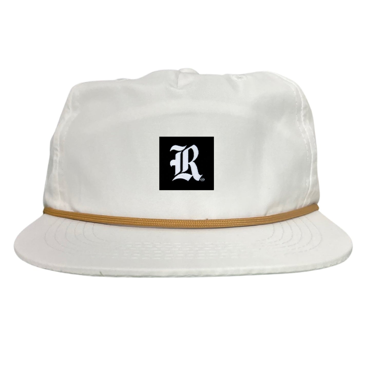 Rice Black Label LR Logo / 195 / Hat / RICE025 / MM - Flat Bill White with Gold Rope Canvas - Club Rehab