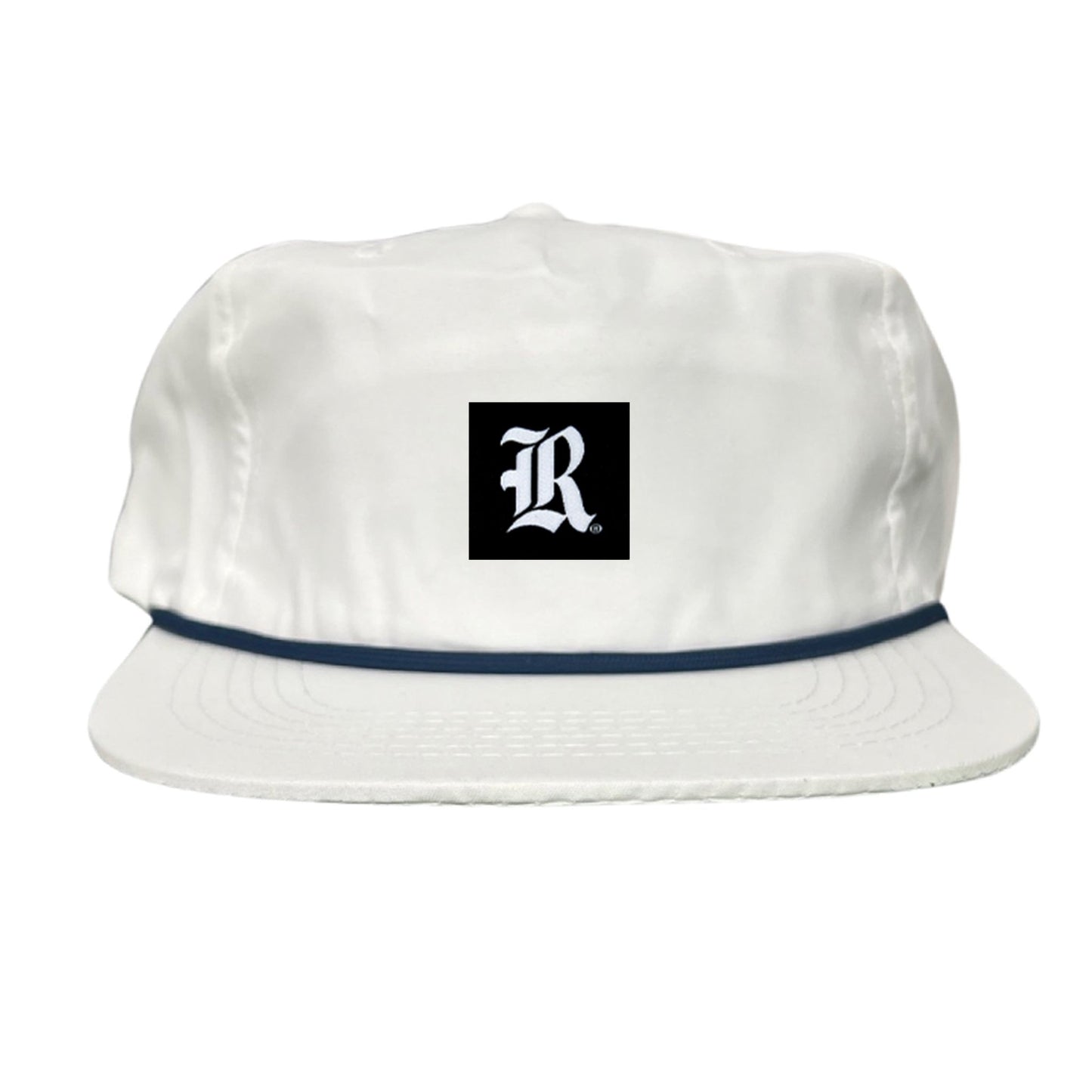 Rice Black Label LR Logo / 195 / Hat / RICE025 / MM - Flat Bill White with Navy Rope Canvas - Club Rehab