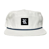 Flat Bill White with Navy Rope Canvas