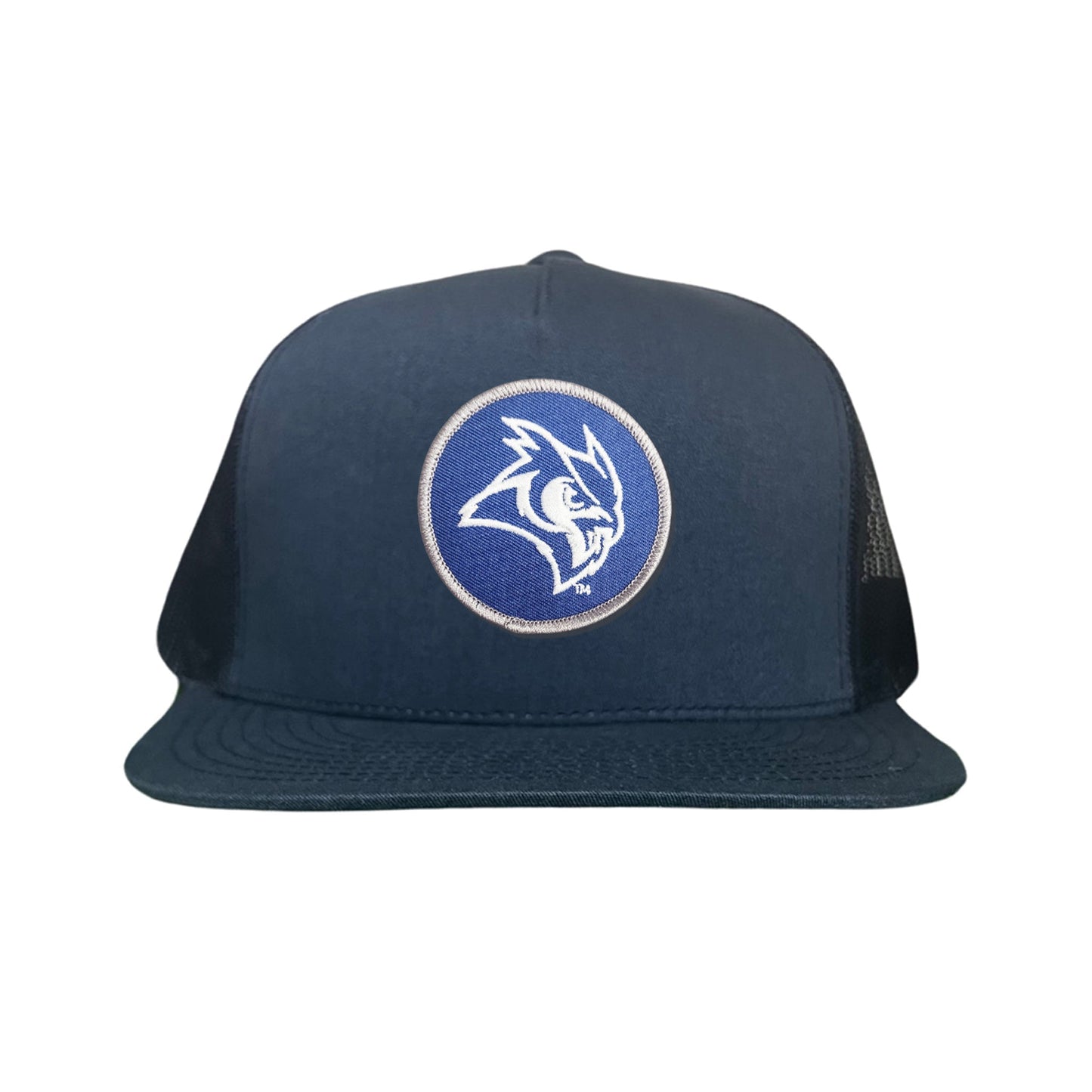 Rice Owls / Owl Head Circle Patch / Curved Bill Mesh Snap Back / 167 / Rice002 / MM - Navy Flat Bill Mesh Snapback - Club Rehab