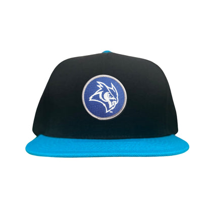 Rice Owls / Owl Head Circle Patch / Curved Bill Mesh Snap Back / 167 / Rice002 / MM - Black / Teal Flat Bill Canvas - Club Rehab