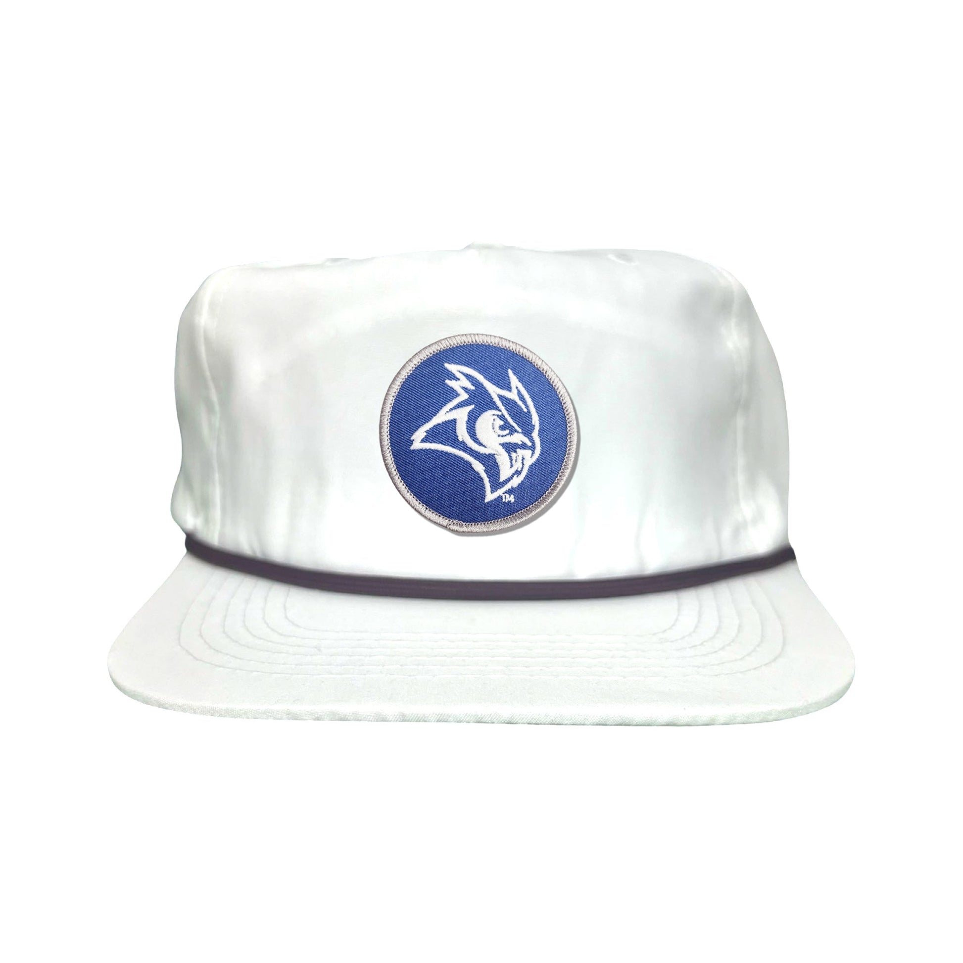 Rice Owls / Owl Head Circle Patch / Curved Bill Mesh Snap Back / 167 / Rice002 / MM - Flat Bill White with Gold Rope Canvas - Club Rehab
