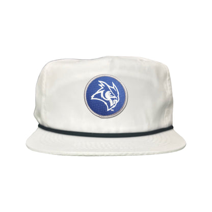 Rice Owls / Owl Head Circle Patch / Curved Bill Mesh Snap Back / 167 / Rice002 / MM - Flat Bill White with Black Rope Canvas - Club Rehab