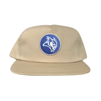 Rice Owls / Owl Head Circle Patch / Curved Bill Mesh Snap Back / 167 / Rice002 / MM - Khaki Flat Bill Canvas - Club Rehab