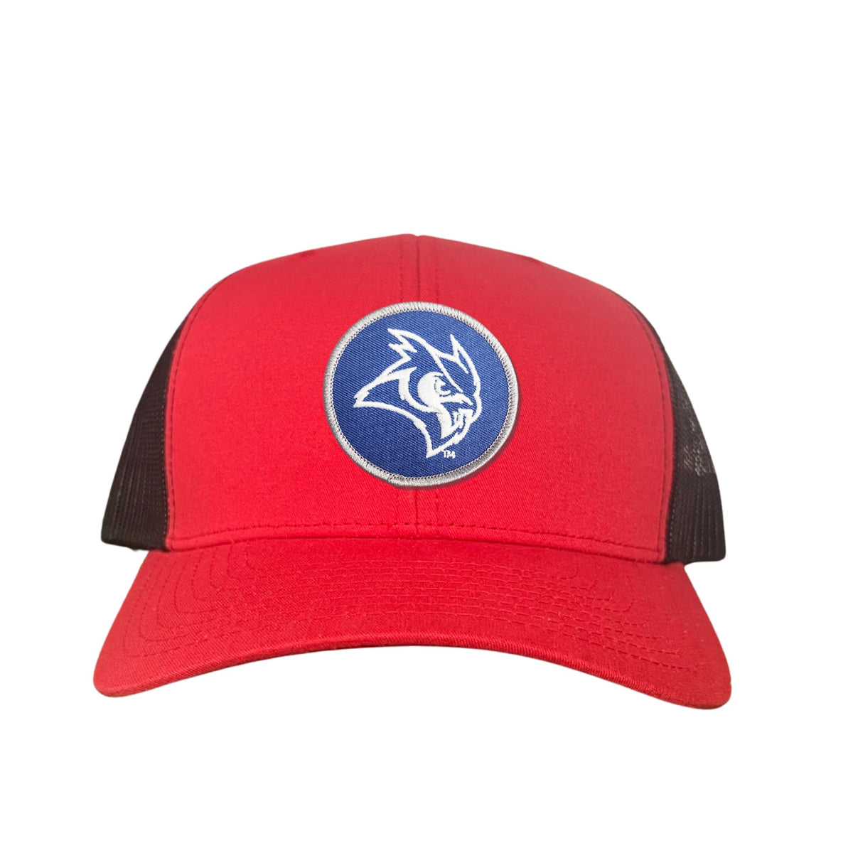 Rice Owls / Owl Head Circle Patch / Curved Bill Mesh Snap Back / 167 / Rice002 / MM - Red /Black Curved Mesh Snapback - Club Rehab
