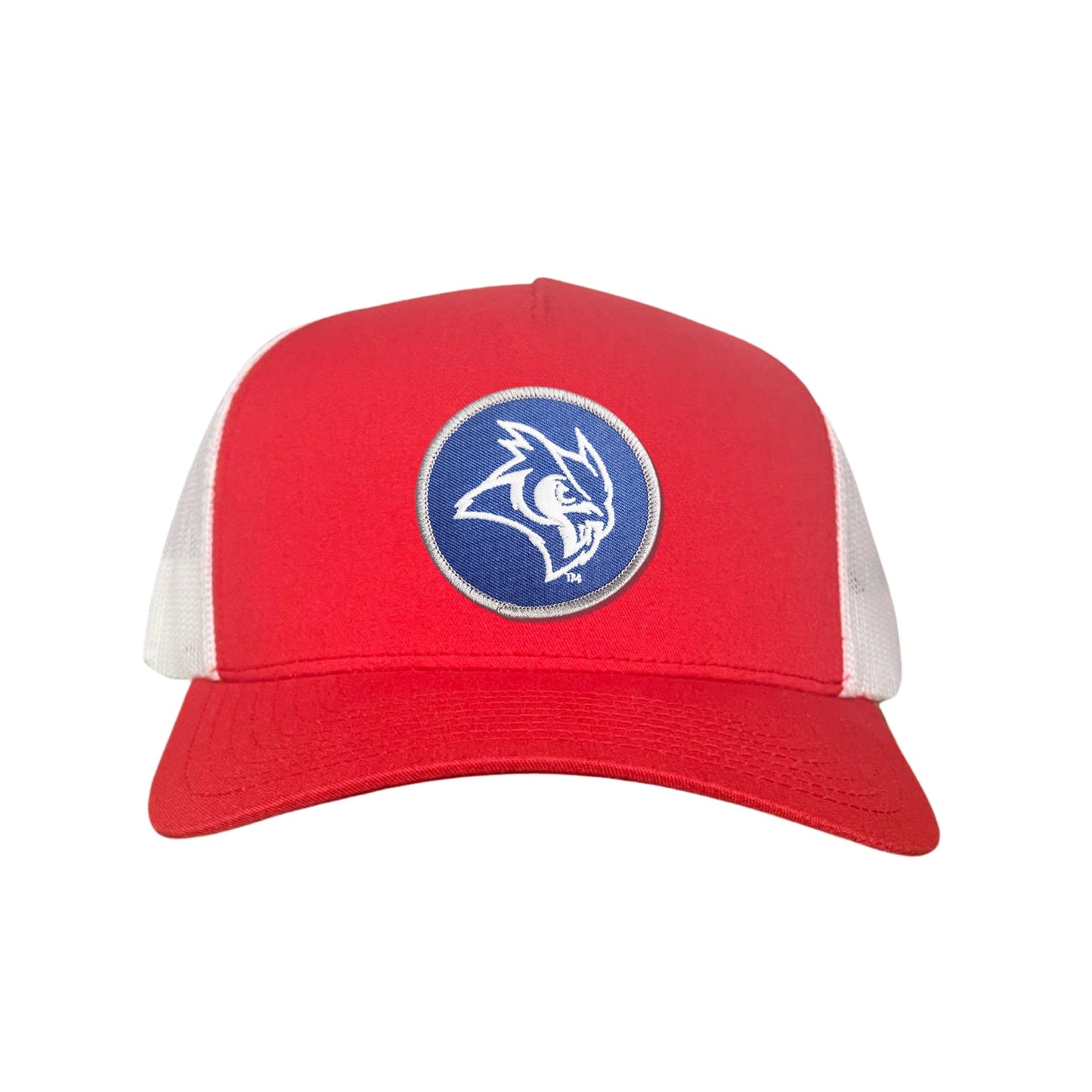 Rice Owls / Owl Head Circle Patch / Curved Bill Mesh Snap Back / 167 / Rice002 / MM - Red / White Curved Mesh Snapback - Club Rehab