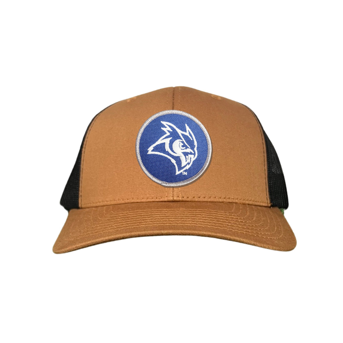 Rice Owls / Owl Head Circle Patch / Curved Bill Mesh Snap Back / 167 / Rice002 / MM - Caramel / Black Curved Mesh Snapback - Club Rehab