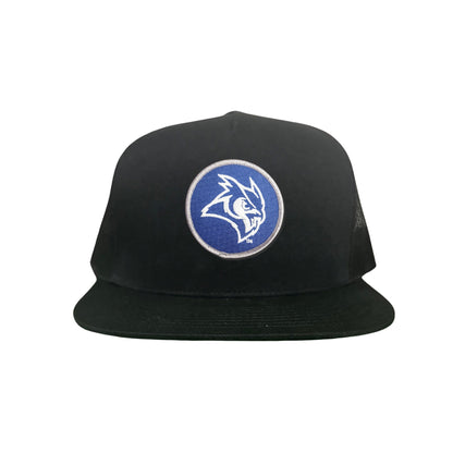 Rice Owls / Owl Head Circle Patch / Curved Bill Mesh Snap Back / 167 / Rice002 / MM - Black Flat Bill Mesh Snapback - Club Rehab
