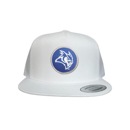 Rice Owls / Owl Head Circle Patch / Curved Bill Mesh Snap Back / 167 / Rice002 / MM - White Flat Bill Mesh Snapback - Club Rehab