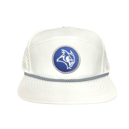 Rice Owls / Owl Head Circle Patch / Curved Bill Mesh Snap Back / 167 / Rice002 / MM - Flat Bill White with Black and White Rope Canvas - Club Rehab