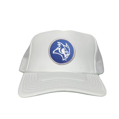 Rice Owls / Owl Head Circle Patch / Curved Bill Mesh Snap Back / 167 / Rice002 / MM - White Foam Mesh Snapback - Club Rehab