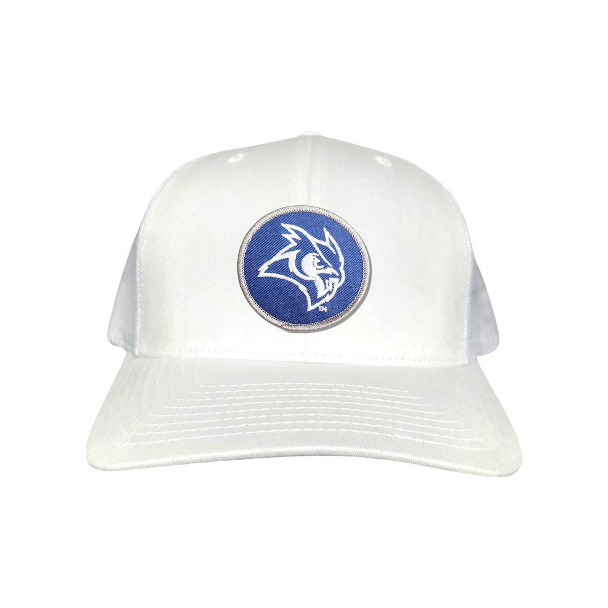 Rice Owls / Owl Head Circle Patch / Curved Bill Mesh Snap Back / 167 / Rice002 / MM - White Curved Mesh Snapback - Club Rehab
