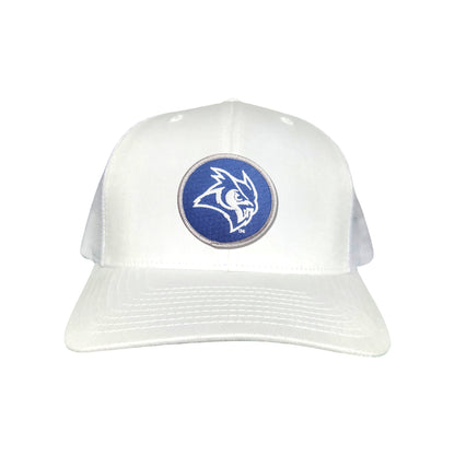 Rice Owls / Owl Head Circle Patch / Curved Bill Mesh Snap Back / 167 / Rice002 / MM - White Curved Mesh Snapback - Club Rehab