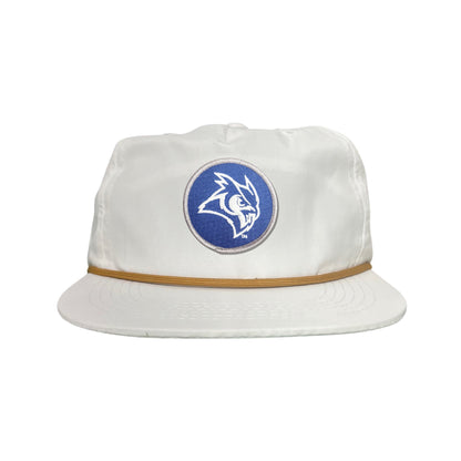 Rice Owls / Owl Head Circle Patch / Curved Bill Mesh Snap Back / 167 / Rice002 / MM - Flat Bill White with Gold Rope Canvas - Club Rehab