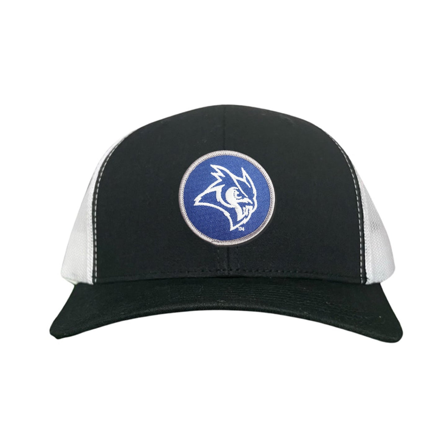 Rice Owls / Owl Head Circle Patch / Curved Bill Mesh Snap Back / 167 / Rice002 / MM - Black / White Curved Mesh Snapback - Club Rehab