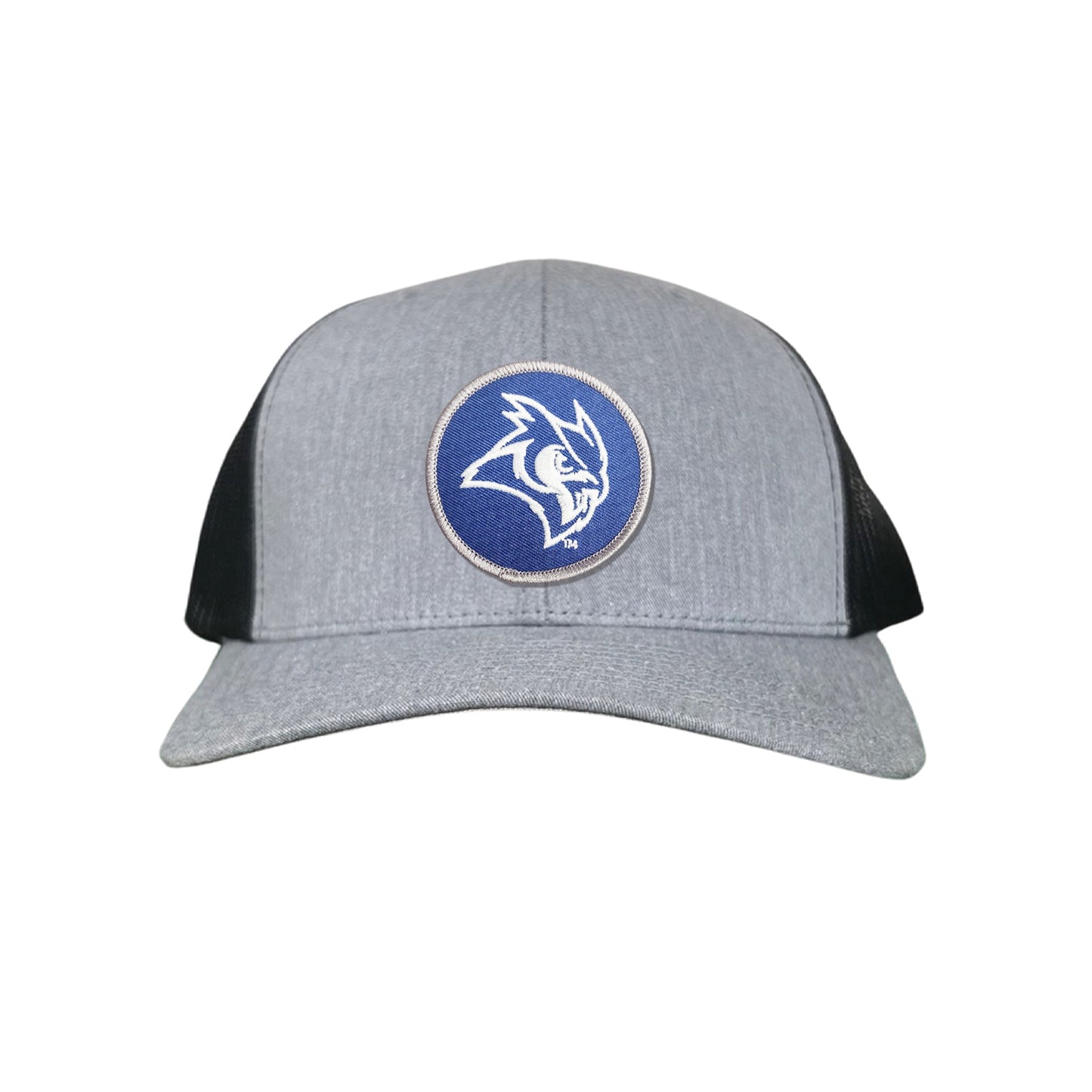 Rice Owls / Owl Head Circle Patch / Curved Bill Mesh Snap Back / 167 / Rice002 / MM - Heather Grey / Black Curved Mesh Snapback - Club Rehab