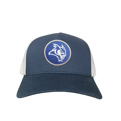 Rice Owls / Owl Head Circle Patch / Curved Bill Mesh Snap Back / 167 / Rice002 / MM - Navy / White Curved Mesh Snapback - Club Rehab