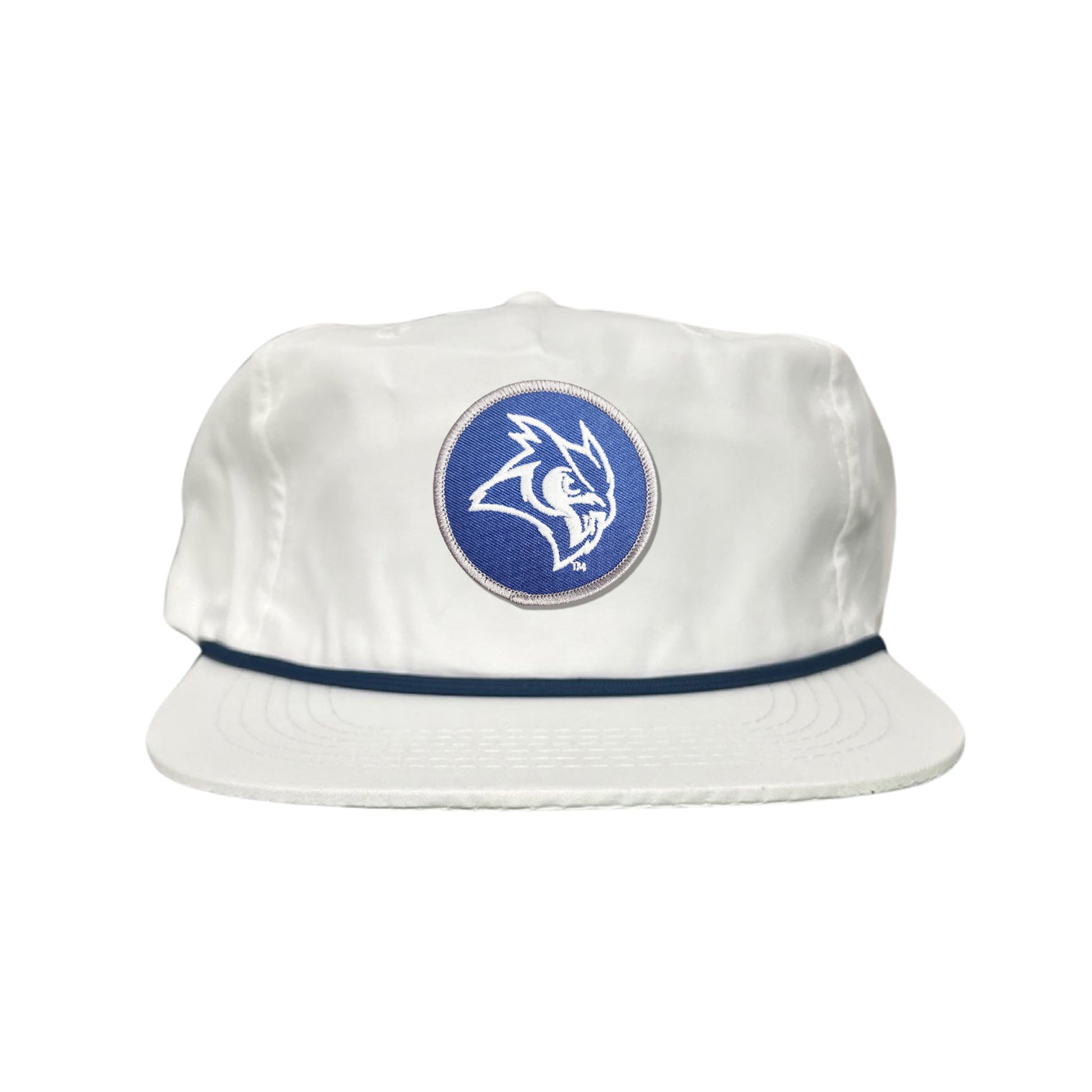Rice Owls / Owl Head Circle Patch / Curved Bill Mesh Snap Back / 167 / Rice002 / MM - Flat Bill White with Gold Rope Canvas - Club Rehab