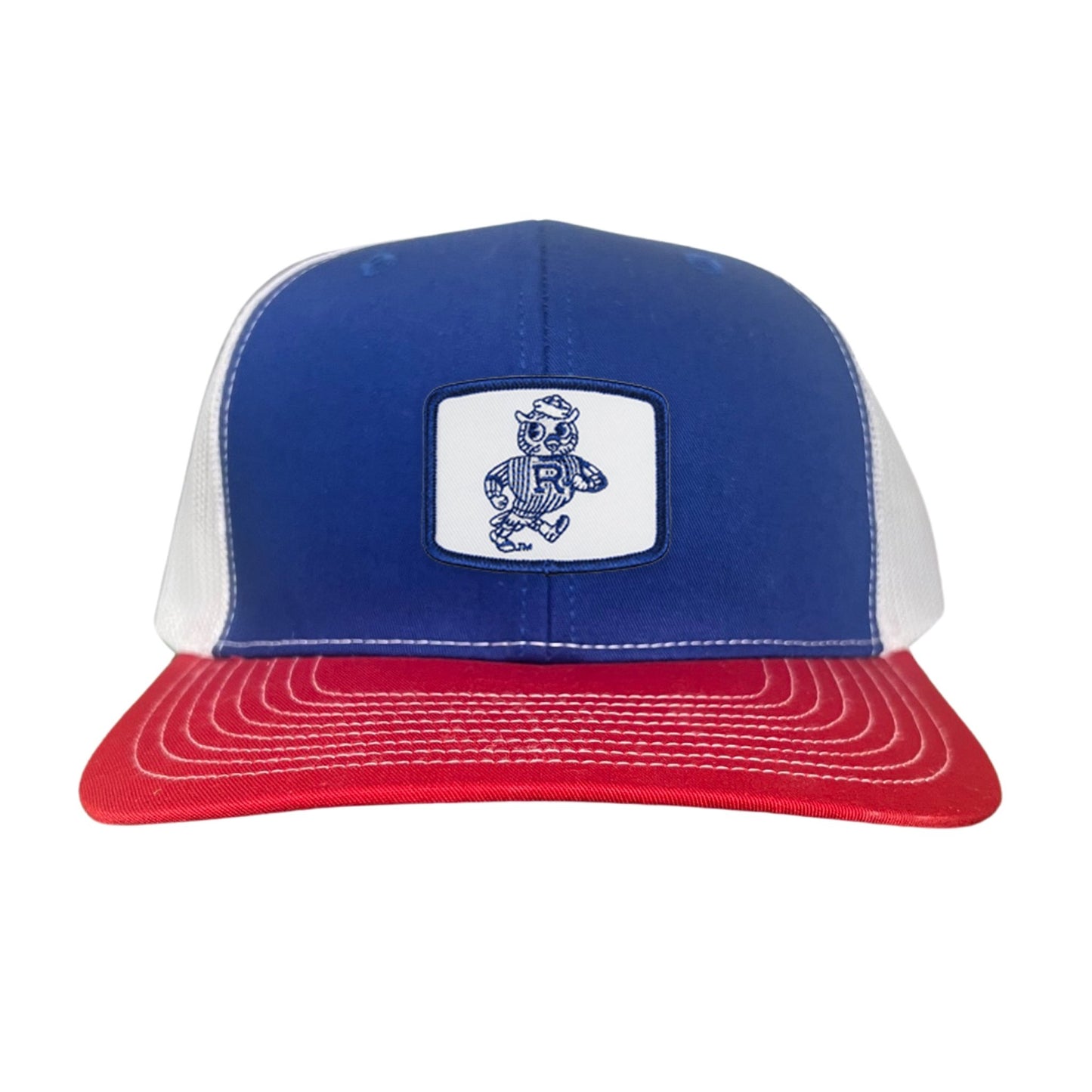 Rice Owls Walking Sammie / Hats/ 170 / Rice024 / MM - Royal / Red / White Curved Mesh Snapback - Club Rehab