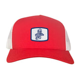 Red / White Curved Mesh Snapback