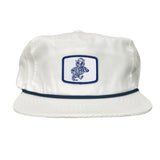 Flat Bill White with Navy Rope Canvas