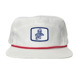 Flat Bill White with Red Rope Canvas