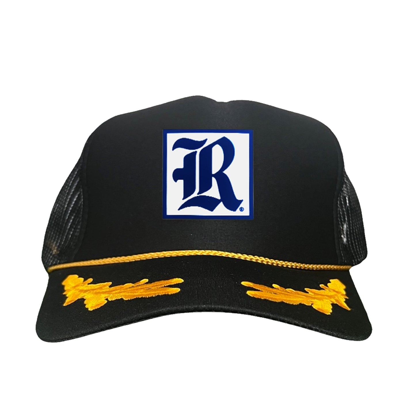 Rice Square LR Rubber Patch / 236 / Hat / / MM - Black / Gold Foam Mesh Snapback - Club Rehab