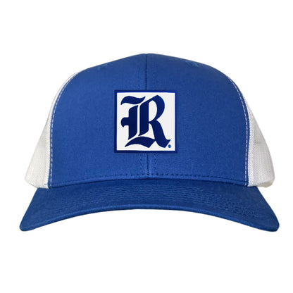 Rice Square LR Rubber Patch / 236 / Hat / / MM - Royal / White Curved Mesh Snapback - Club Rehab