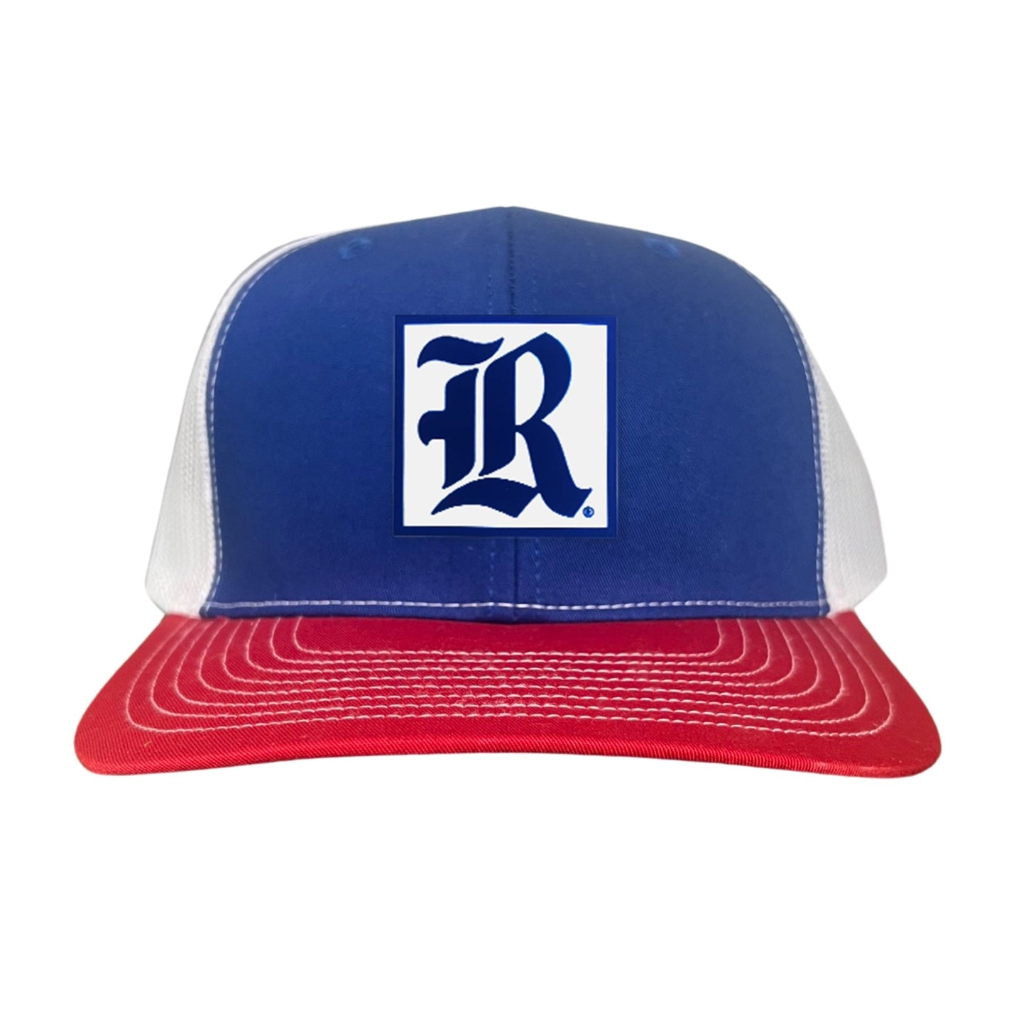 Rice Square LR Rubber Patch / 236 / Hat / / MM - Royal / Red / White Curved Mesh Snapback - Club Rehab