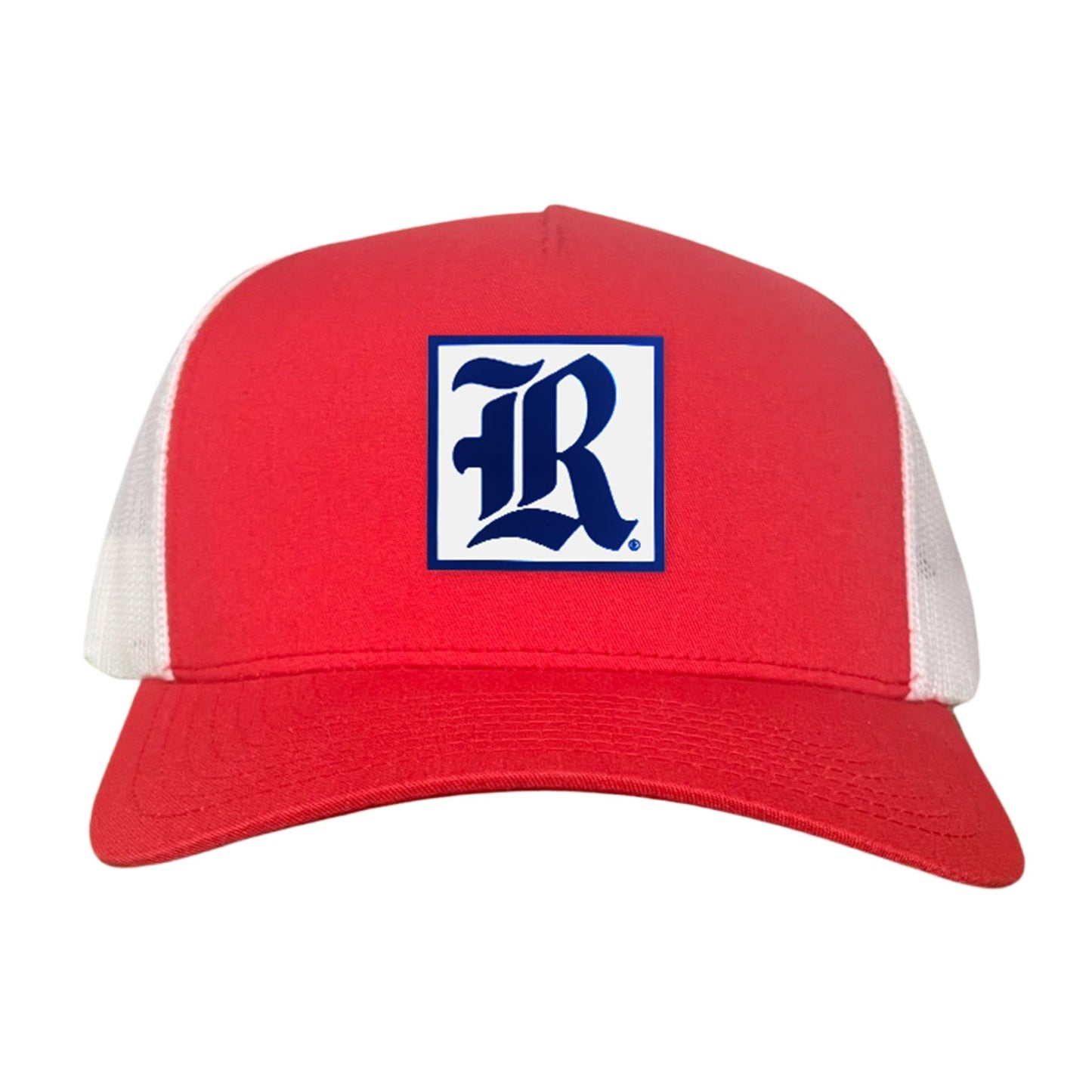 Rice Square LR Rubber Patch / 236 / Hat / / MM - Red / White Curved Mesh Snapback - Club Rehab
