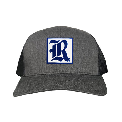 Rice Square LR Rubber Patch / 236 / Hat / / MM - Dark Heather / Black Curved Mesh Snapback - Club Rehab