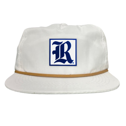 Rice Square LR Rubber Patch / 236 / Hat / / MM - Flat Bill White with Gold Rope Canvas - Club Rehab