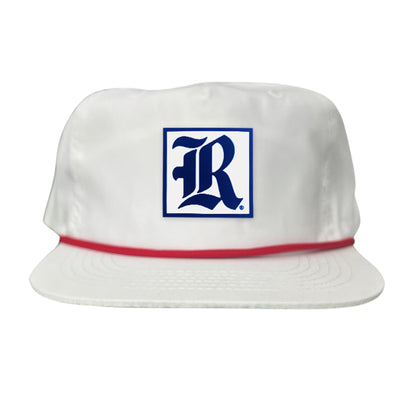 Rice Square LR Rubber Patch / 236 / Hat / / MM - Flat Bill White with Red Rope Canvas - Club Rehab